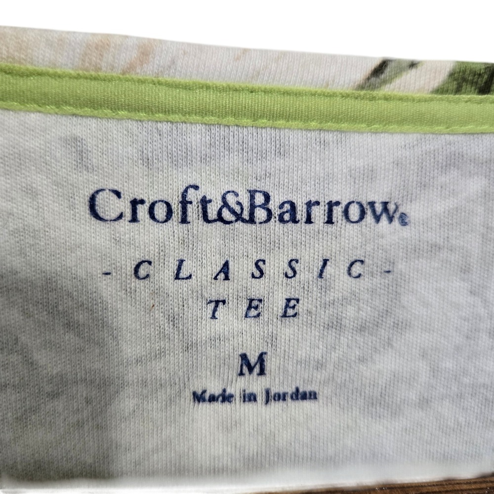 Croft & Barrow Womens Tropical Palm Leaf Print Classic Tee Green White Size M - Picture 3 of 5